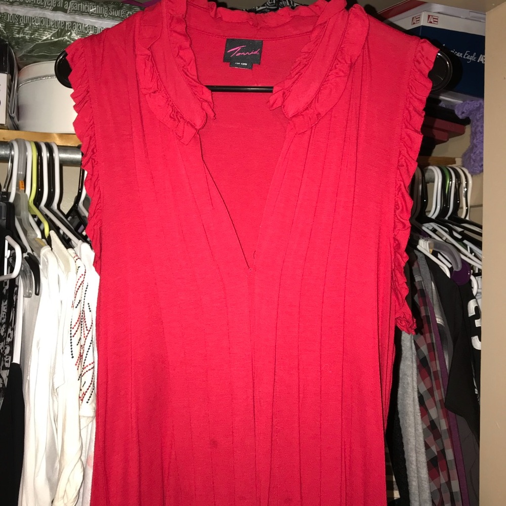 Pleated tank top, red